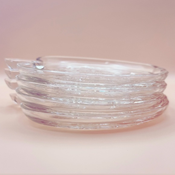 (4) Vintage 50s Hazel Atlas Orchard Apple Blossom Clear Glass Bread 6.25” Plates - Picture 3 of 9